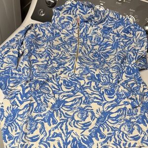 Lilly Pulitzer Blue and Cream Patterned Top